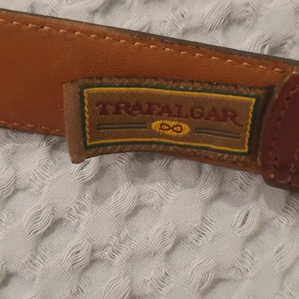 TRAFALGAR Okeechobee Handmade Brown Leather Belt Size 36